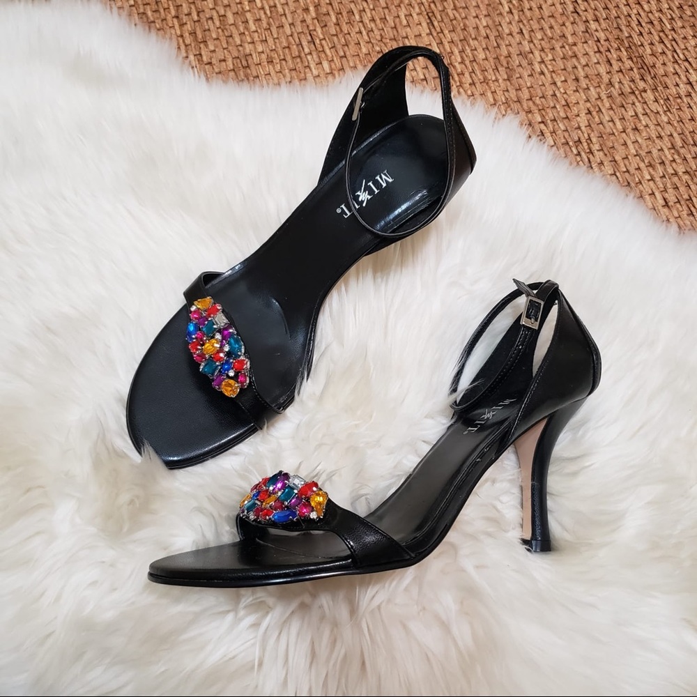 Mixit Belinda Black Heels Shoes Rhinestone